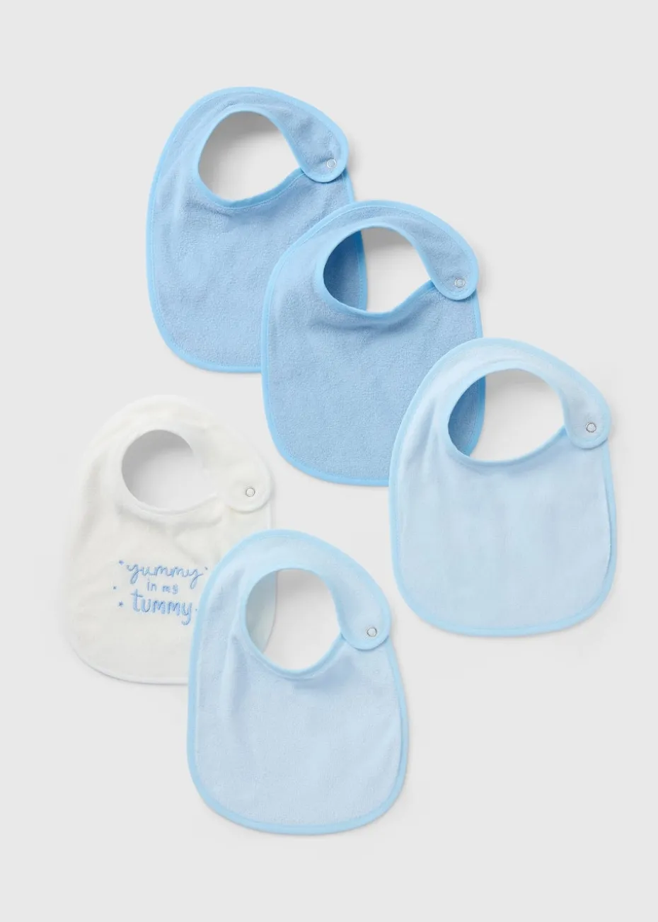 5 Pack Baby Blue Towel Bibs