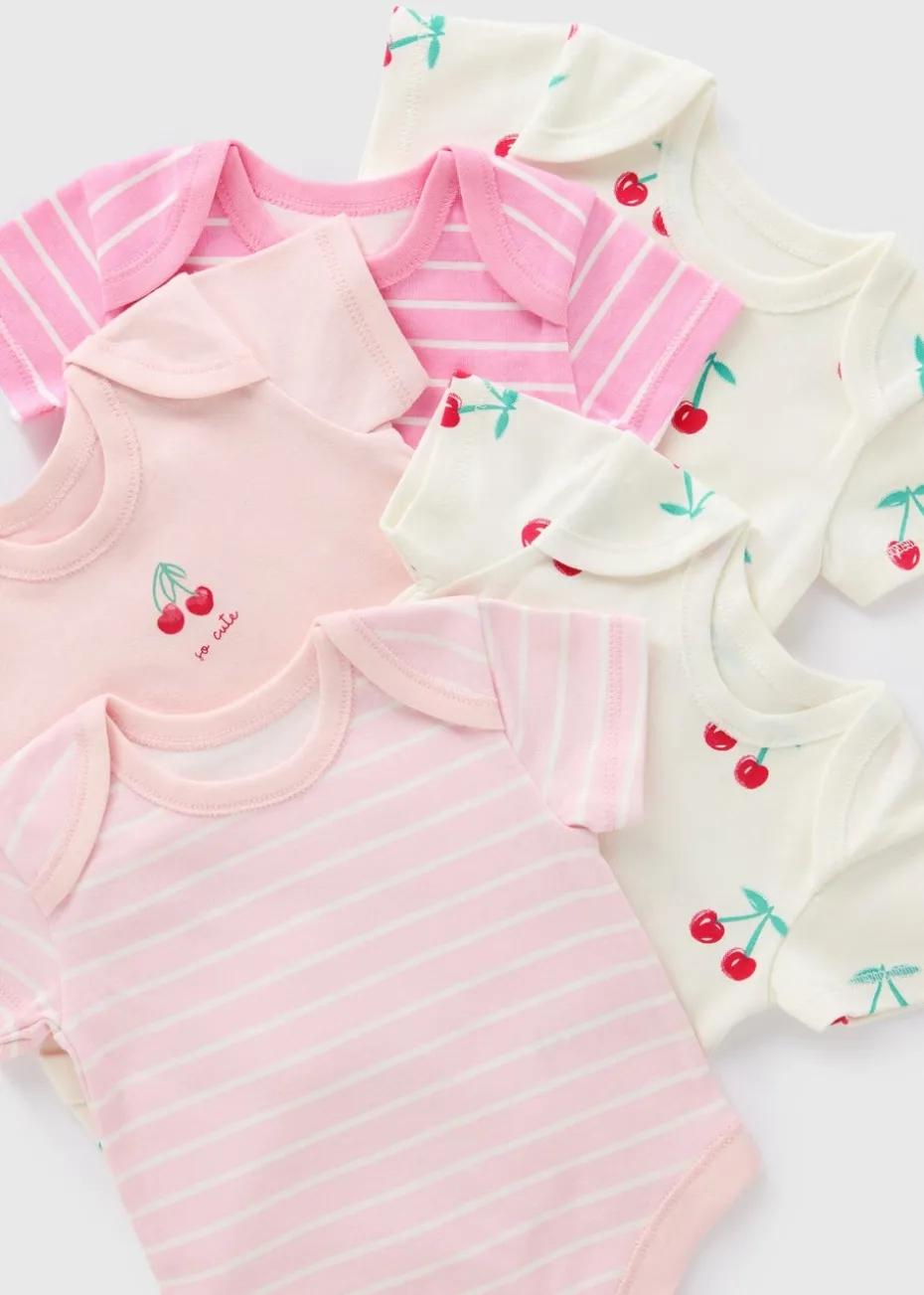 5 Pack Baby Pink Cherry Bodysuits (Newborn-23mths)