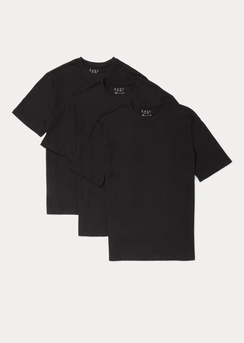 3 Pack Black Essential Crew Neck T-Shirts