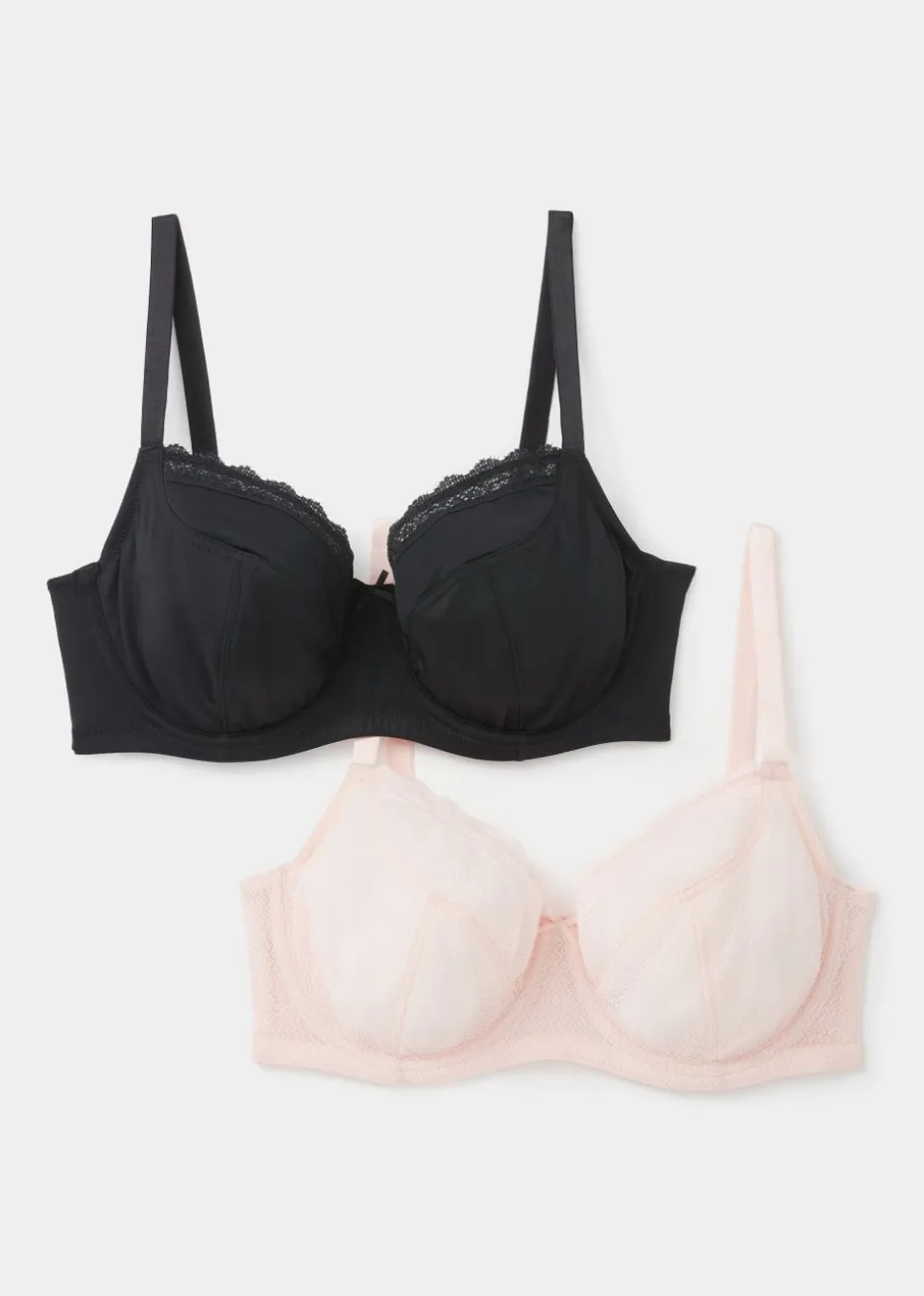 2 Pack DD+ Textured Lace Non Padded Bras