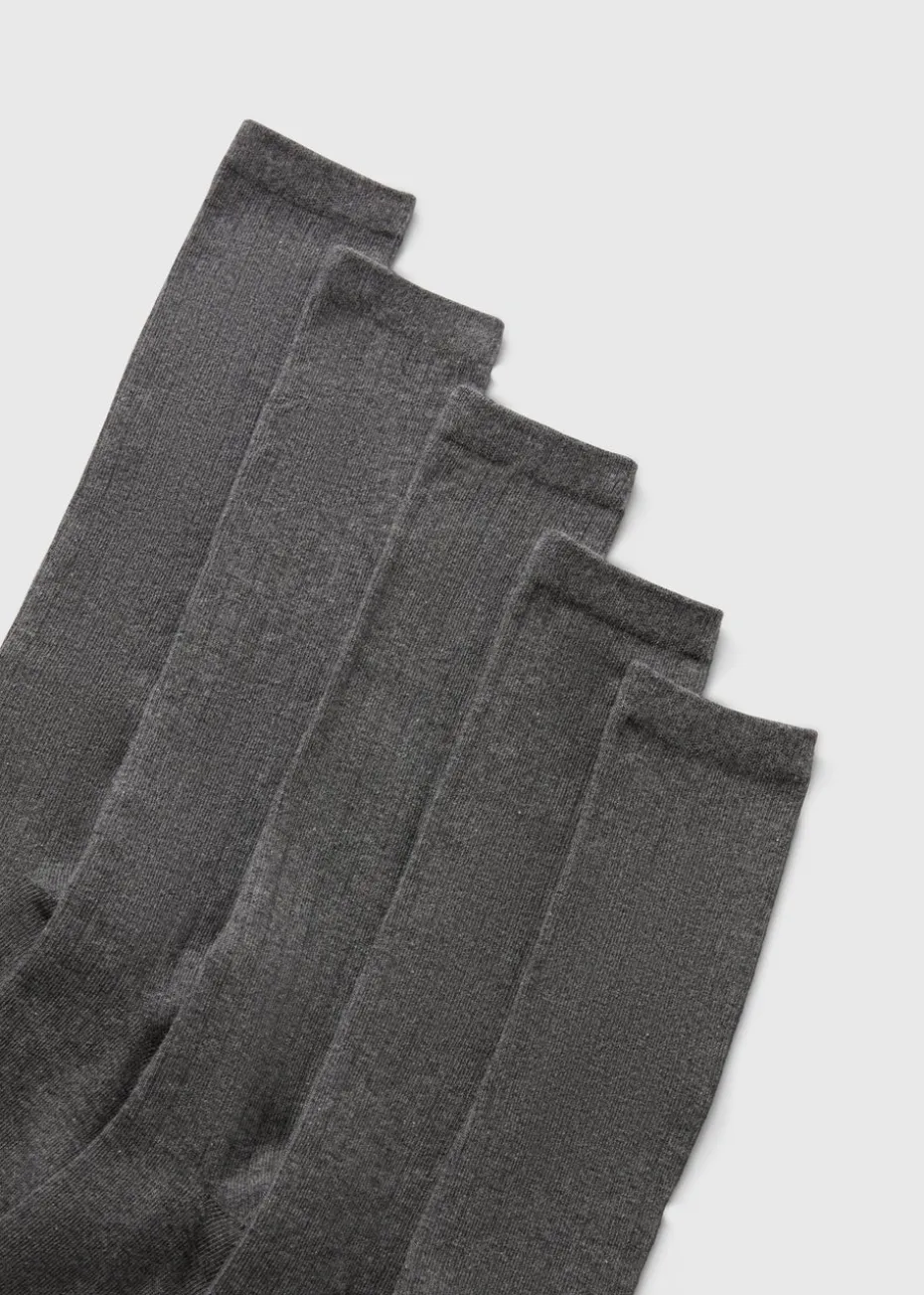 5 Pack Girls Grey Ribbed Knee High Socks (Younger 6-Older 6.5)