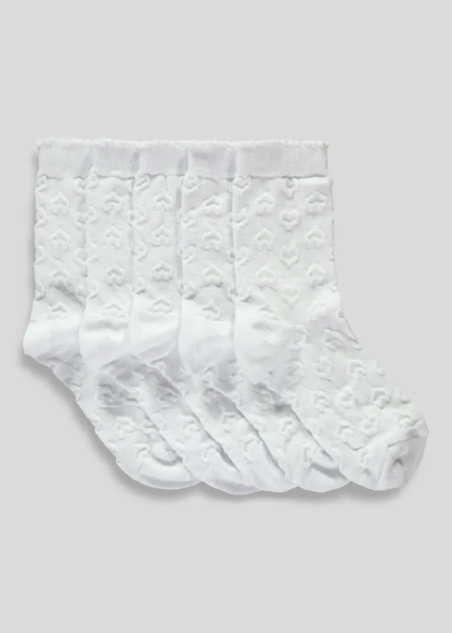 5 Pack Girls Knit Heart Socks (Younger 6-Older 6.5)
