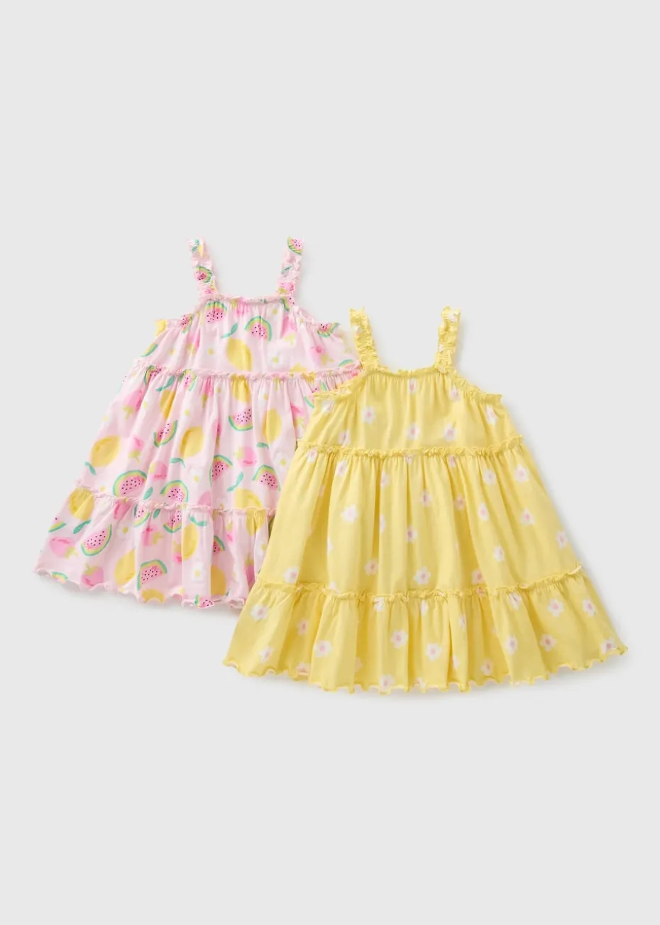 2 Pack Girls Tiered Frill Dresses (1-7yrs)