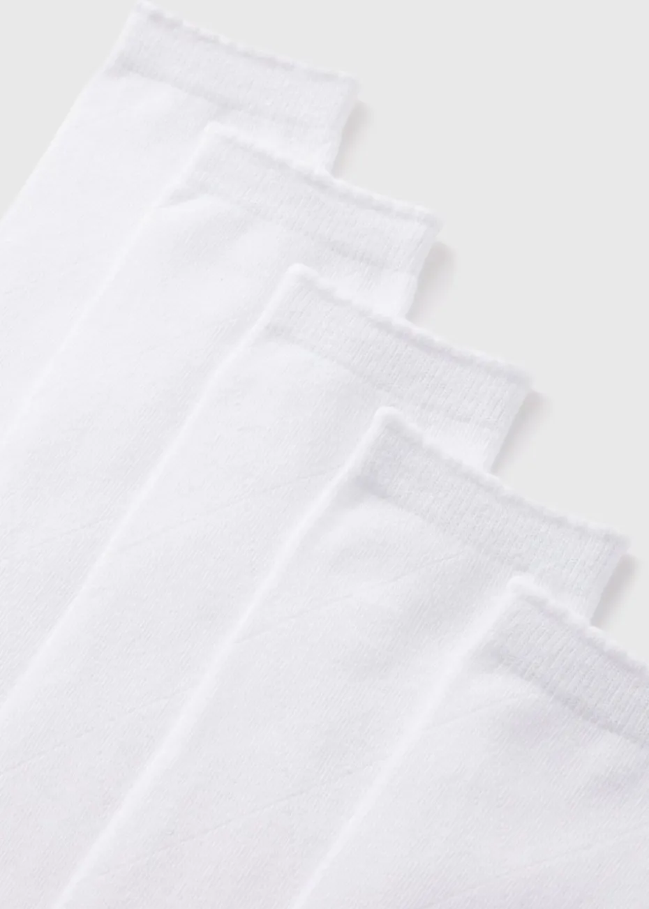 5 Pack Girls White Diamond Socks (Younger 6-Older 5.5)