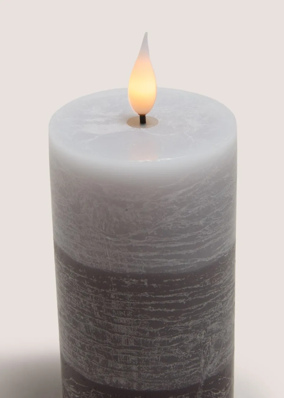 3 Pack Grey LED Pillar Candles