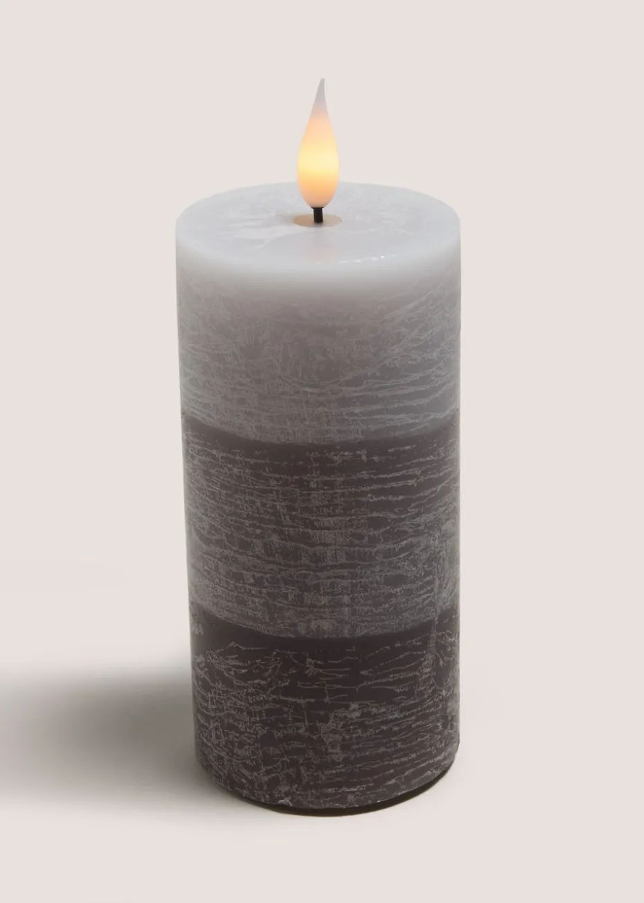 3 Pack Grey LED Pillar Candles