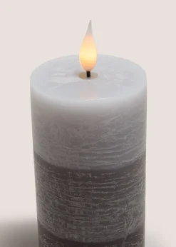 3 Pack Grey LED Pillar Candles