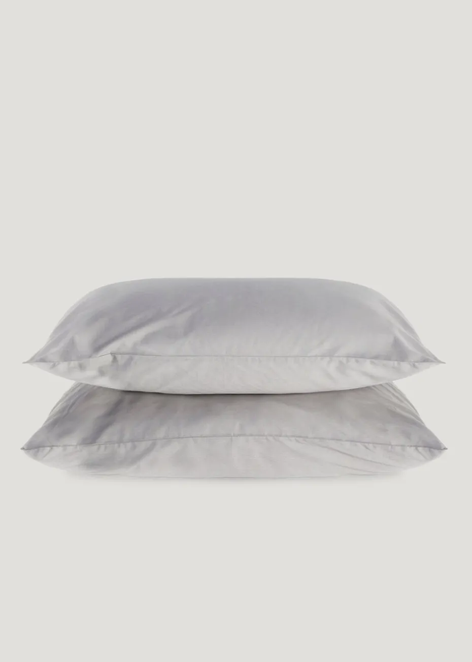 2 Pack Grey Polycotton Housewife Pillowcase