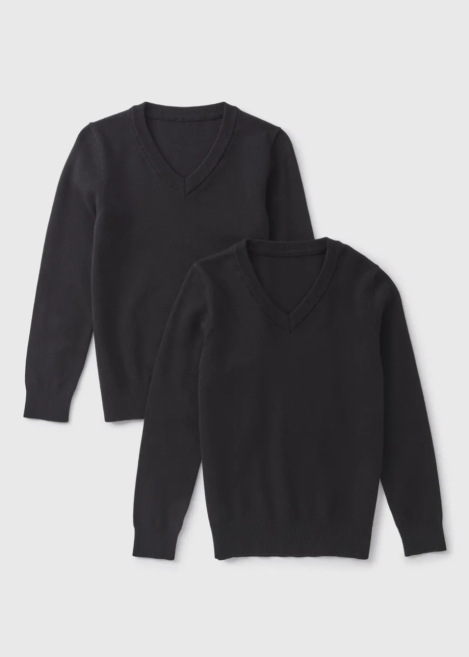 2 Pack Kids Black School Knit Jumpers (3-13yrs)