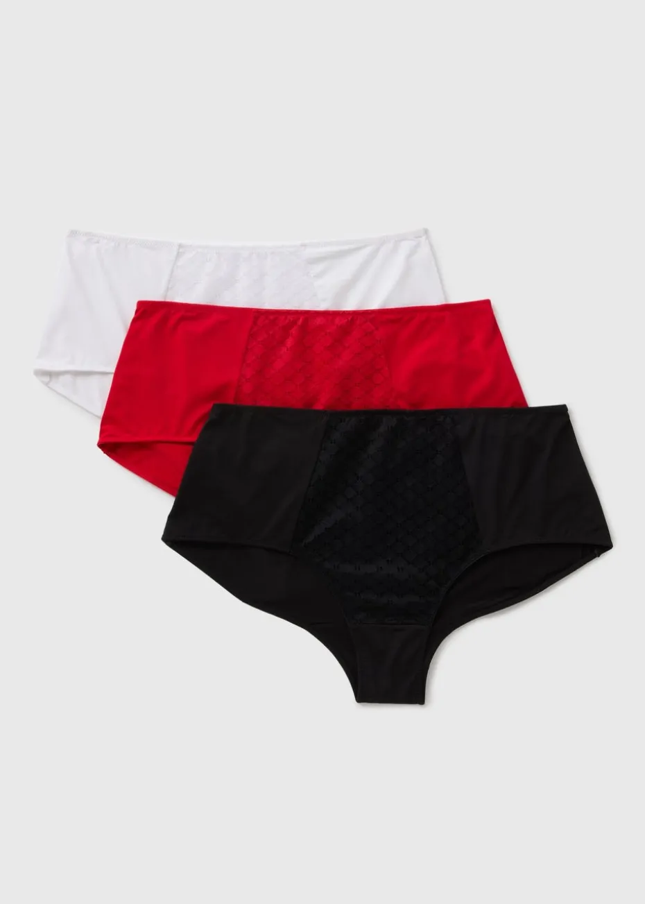 3 Pack Multicoloured Geometric Lace Midi Knickers
