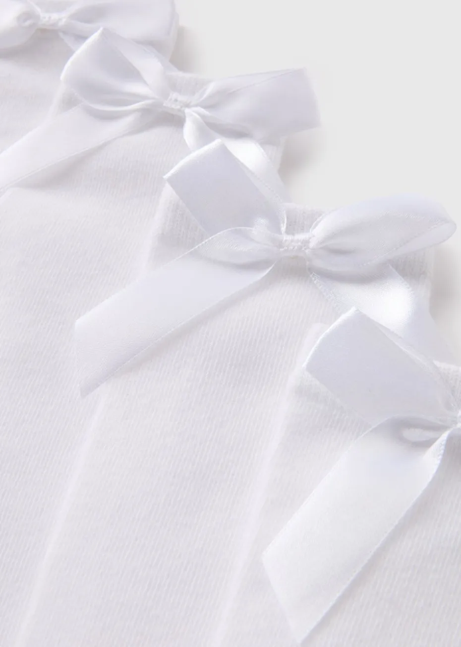 5 Pack of White Bow Knee High Socks (Younger 6-Older 6.5)