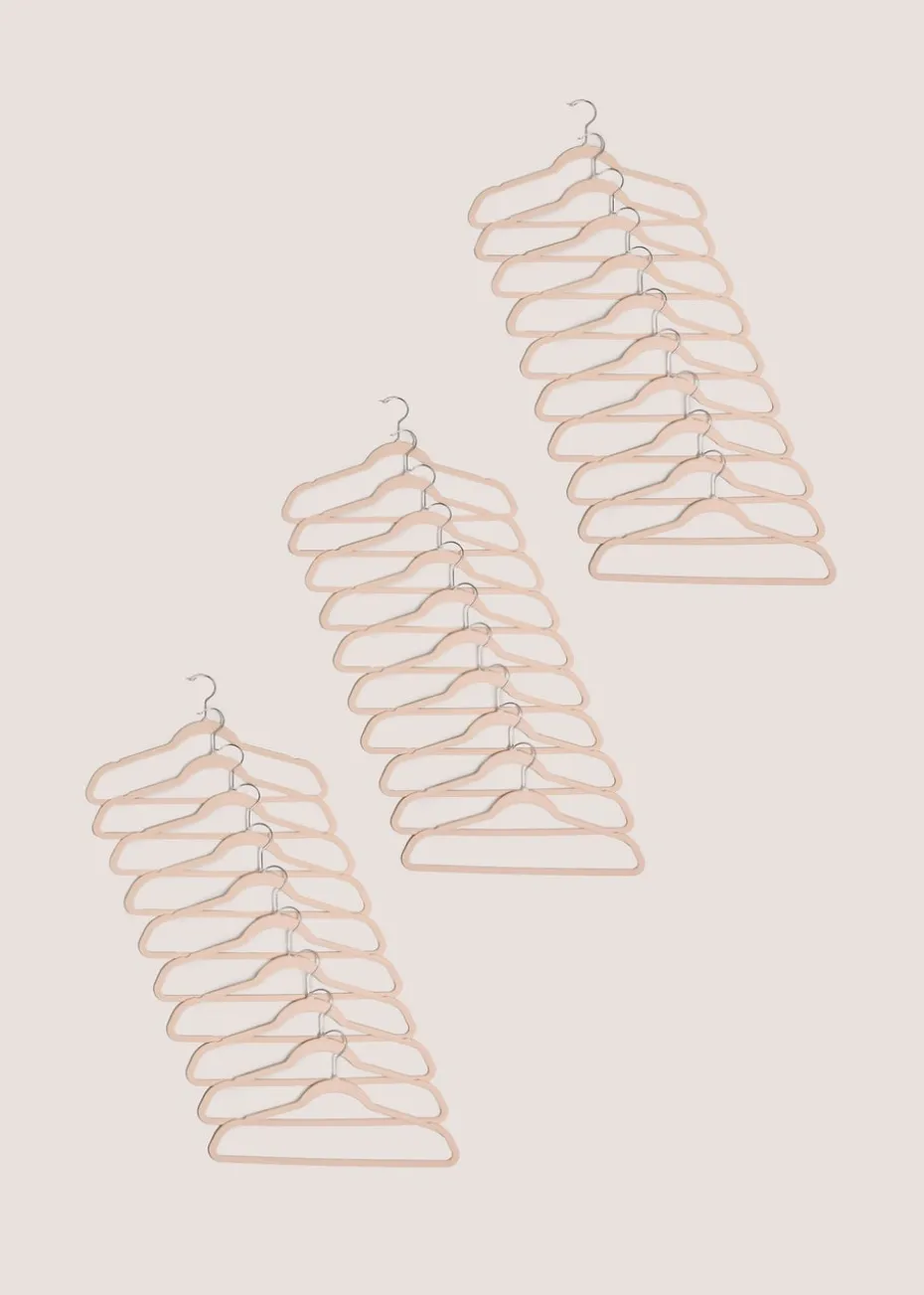 30 Pack Pink Flocked Hangers