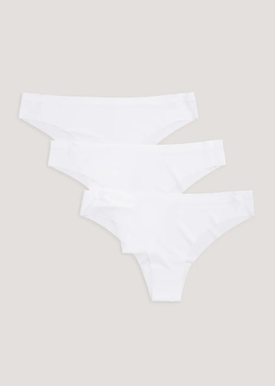 3 Pack White NO VPL Brazilian Knickers