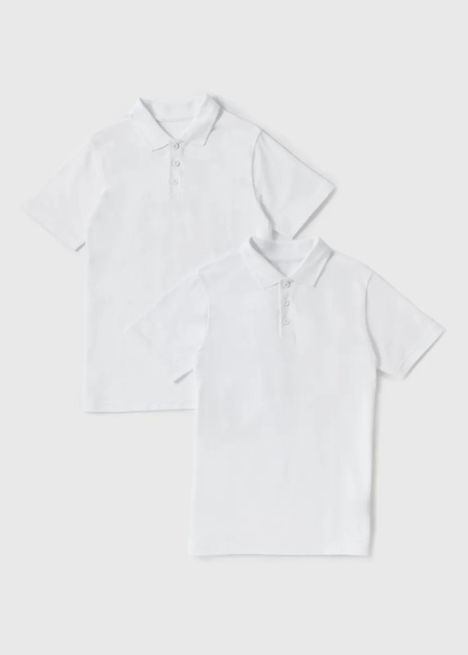 2 Pack White Slim Fit Polo Shirts (3-16yrs)