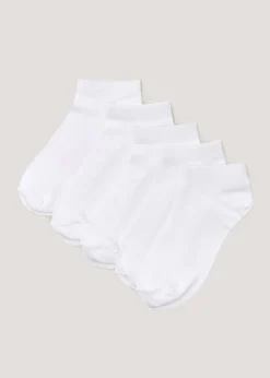 5 Pack White Soft Touch Bamboo Trainer Socks