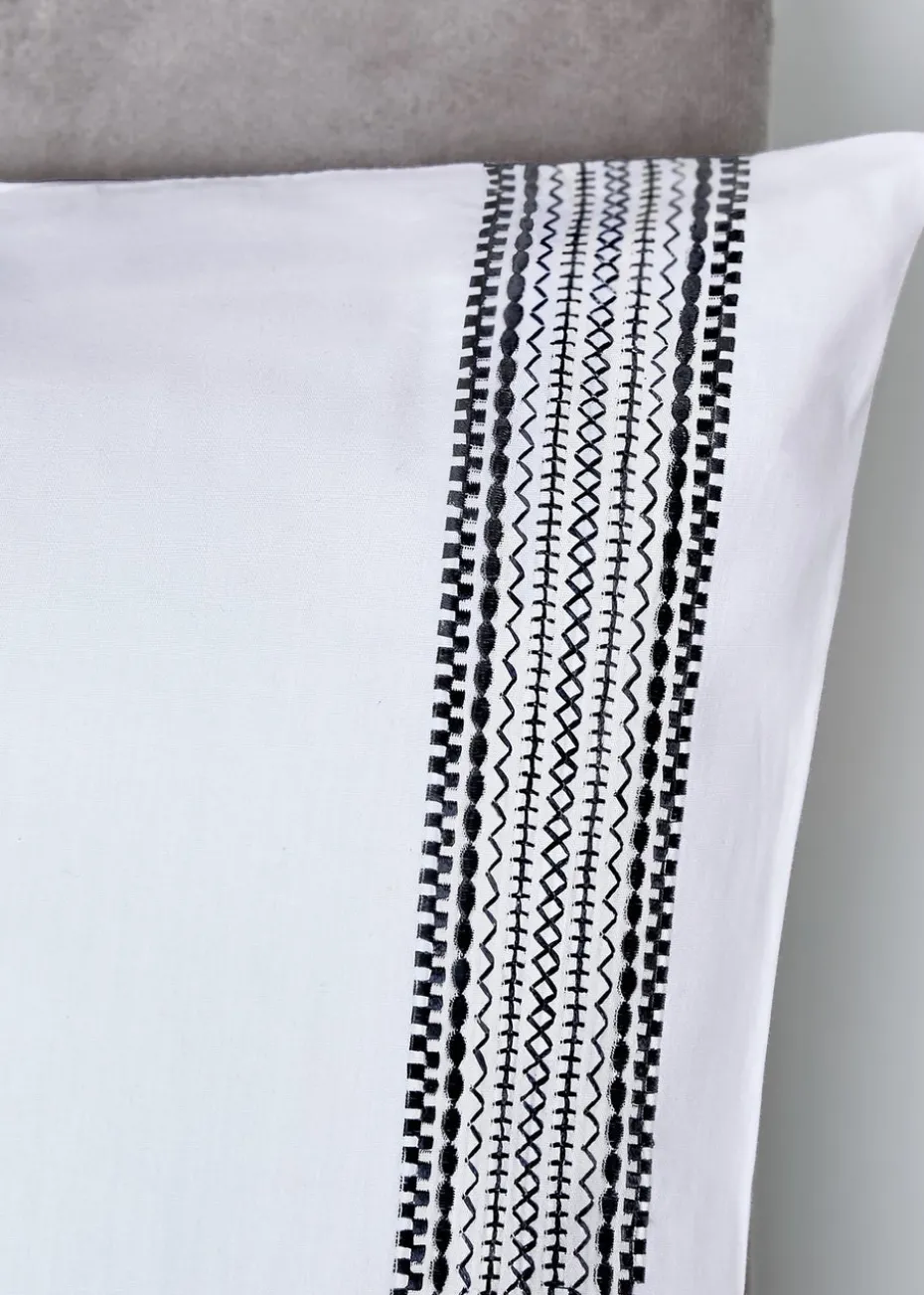 Appletree Boutique Embroidered Bands Black Duvet Cover Set