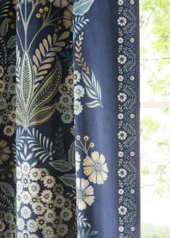 Appletree Heritage Evelina Lined Navy Eyelet Curtains