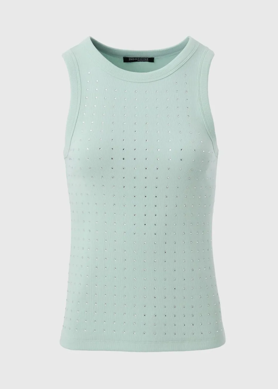 Aqua Diamante Vest Top