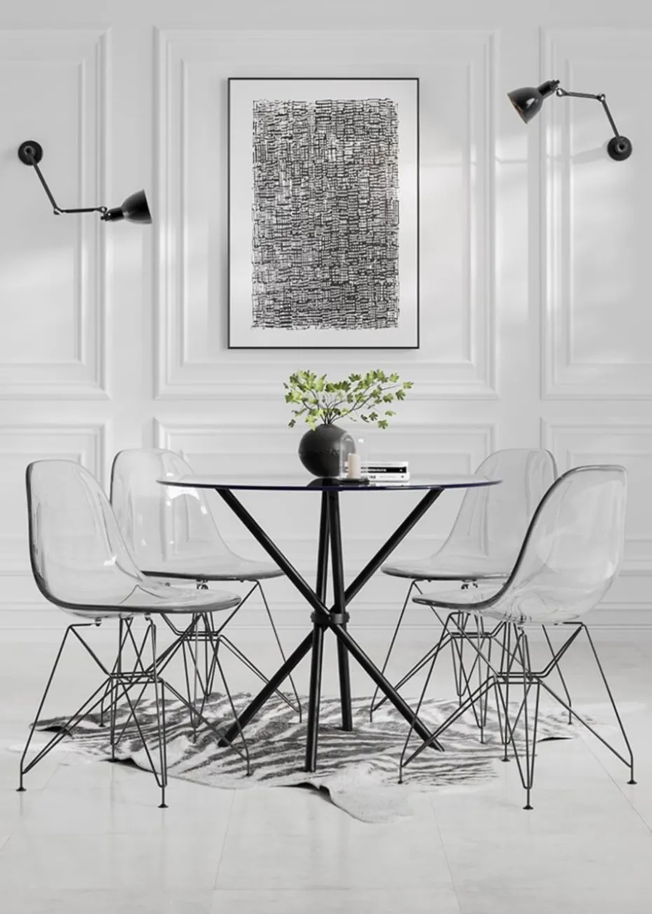 Aura Maison Smoked Top/Black Legs Dining Table (2 Packs)