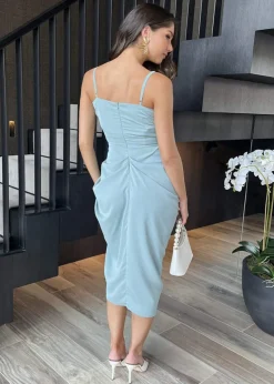 AX Paris Duck Egg Strappy Wrap Top Gathered Skirt Midi Dress