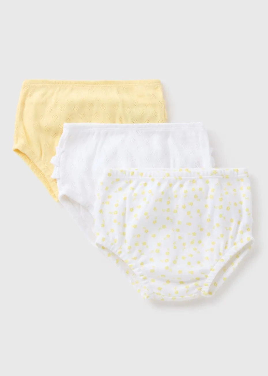 Baby 3 Pack Lemon Frill Knickers (Newborn-23mths)
