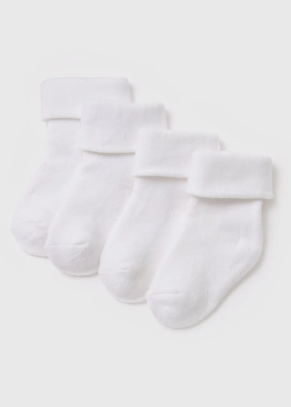 Baby 4 Pack White Terry Tot Socks (Newborn-12mths)
