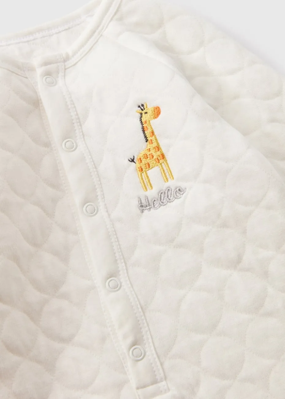 Baby Cream Giraffe Quilted Sleepsuit (Newborn-6mths)