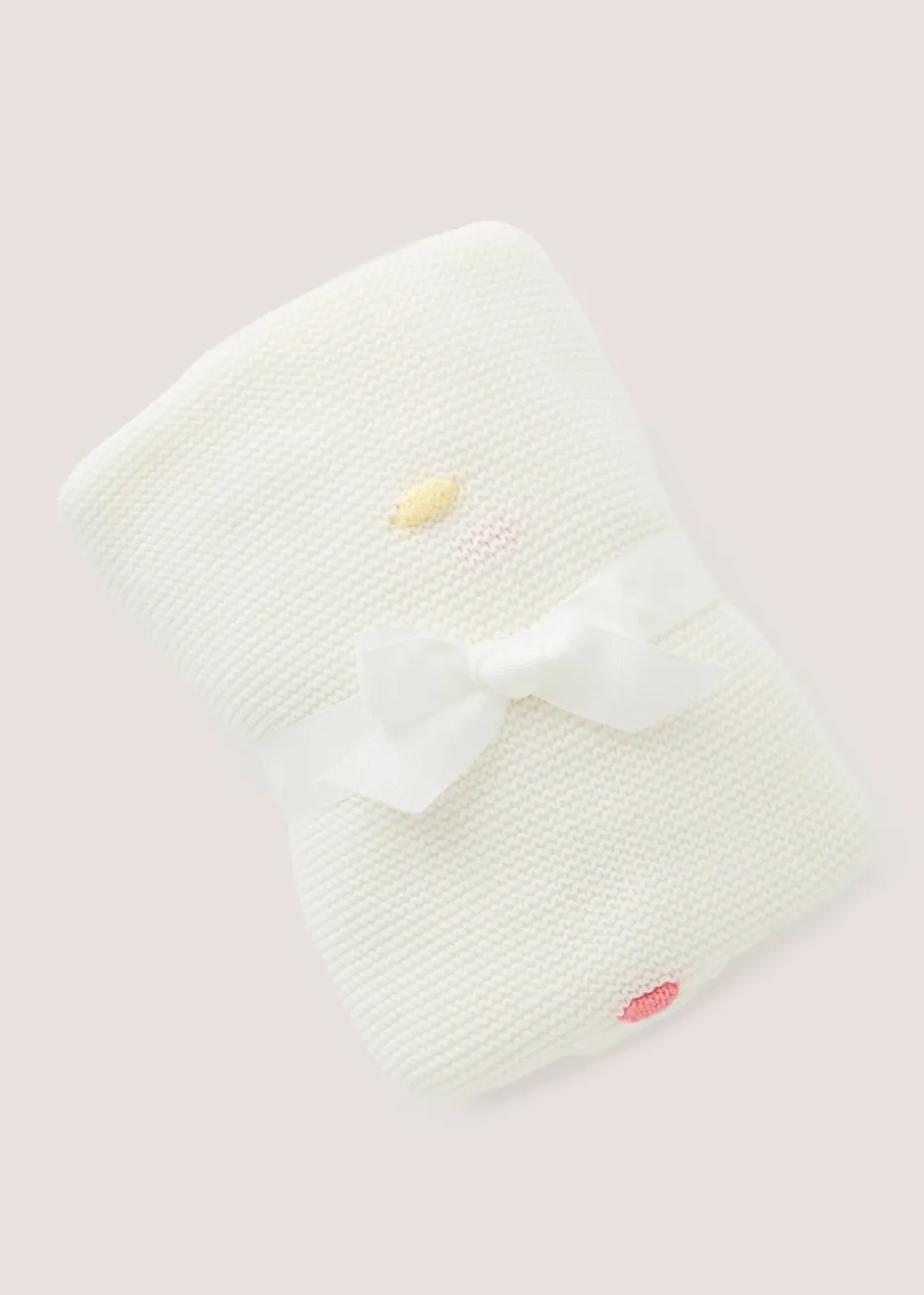 Baby Cream Knit Pom Pom Blanket