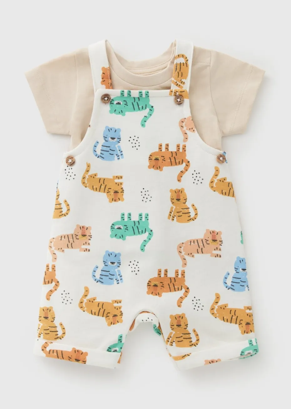 Baby Cream Safari Dungaree Set (Newborn-23mths)