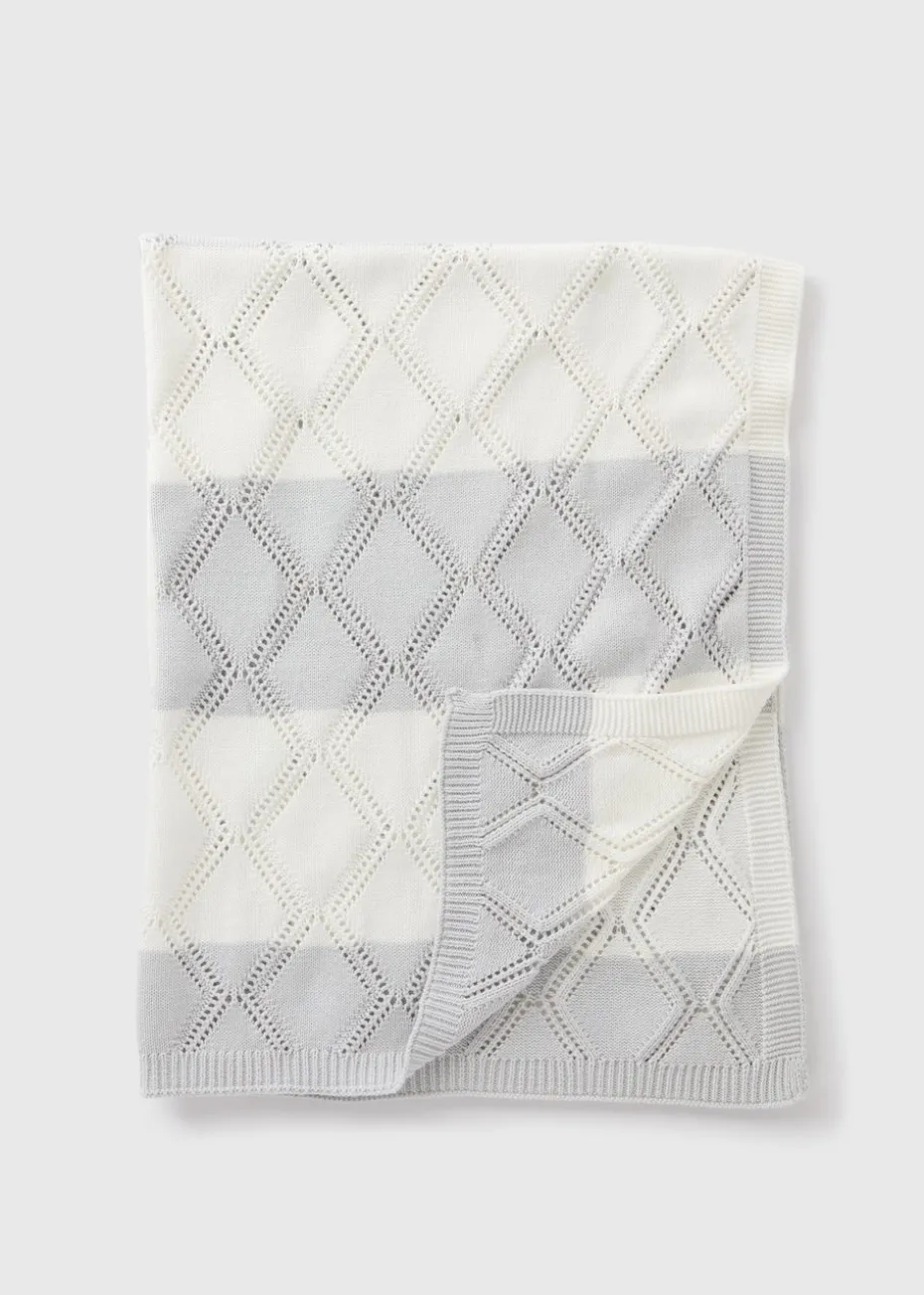 Baby Grey Stripe Knitted Blanket