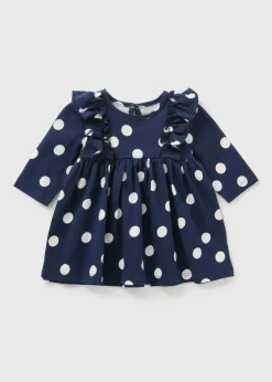 Baby Navy Spot Dress (Newborn-23mths)