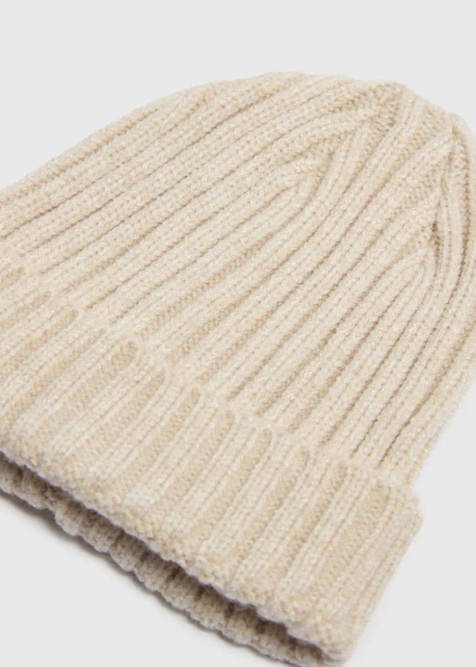 Baby Oatmeal Ribbed Beanie (Newborn-23mths)