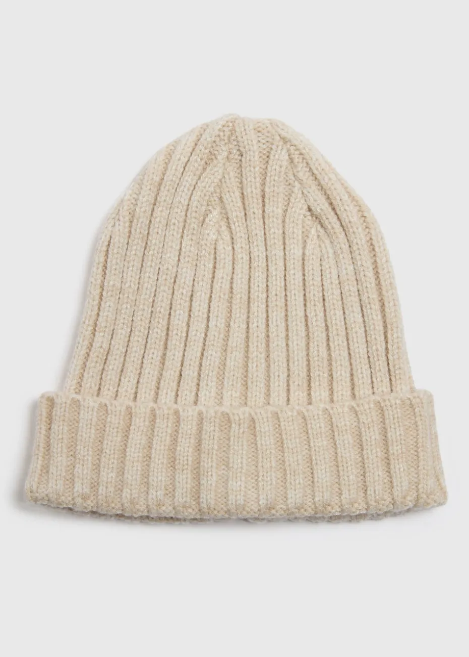 Baby Oatmeal Ribbed Beanie (Newborn-23mths)