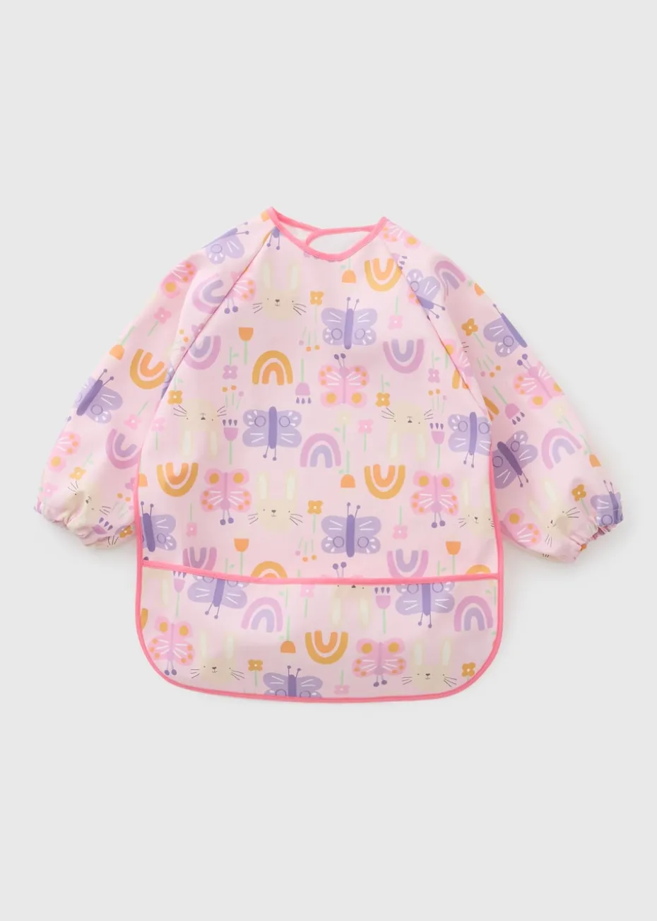 Baby Pink Butterfly Coverall Bib