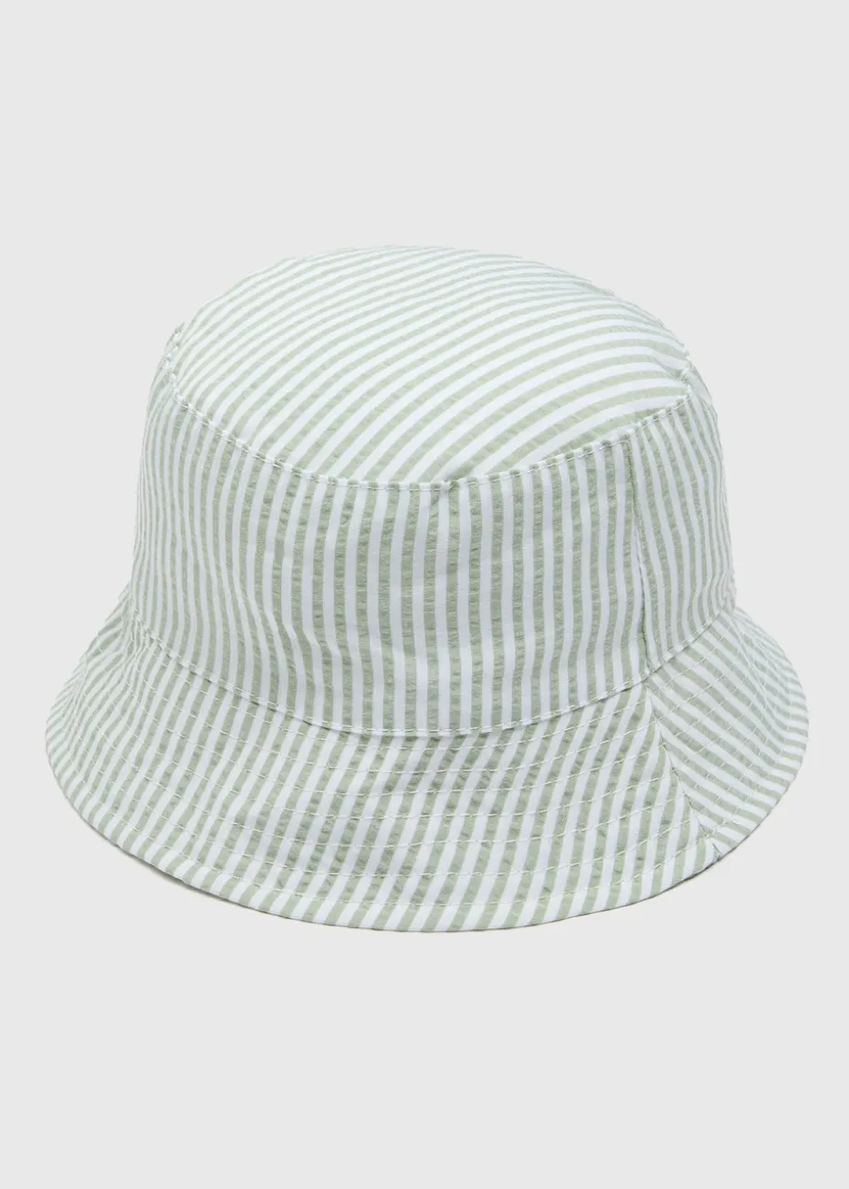 Baby Sage Crinkle Stripe Bucket Hat (Newborn-24mths)