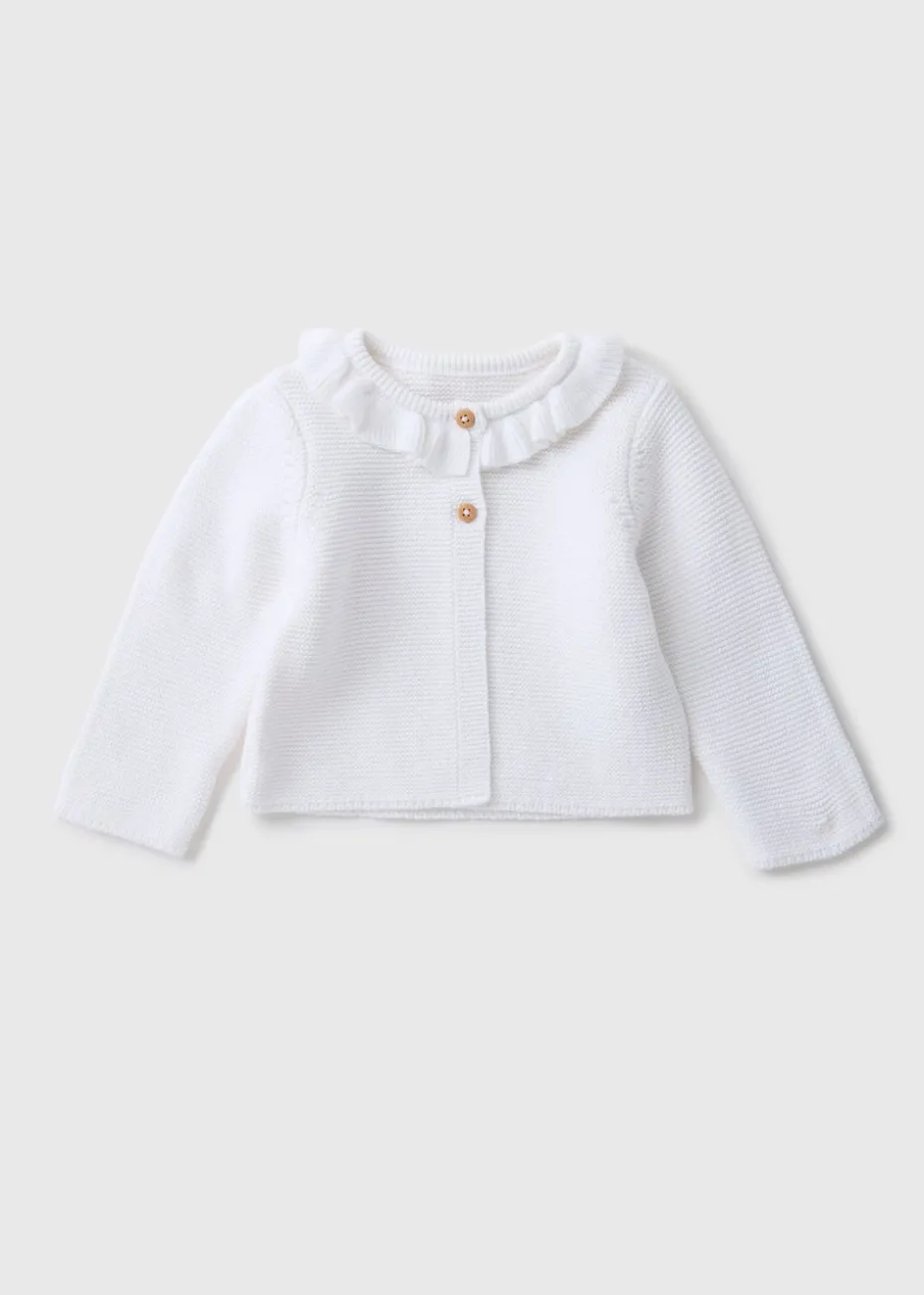Baby White Frill Knitted Cardigan (Newborn-23mths)