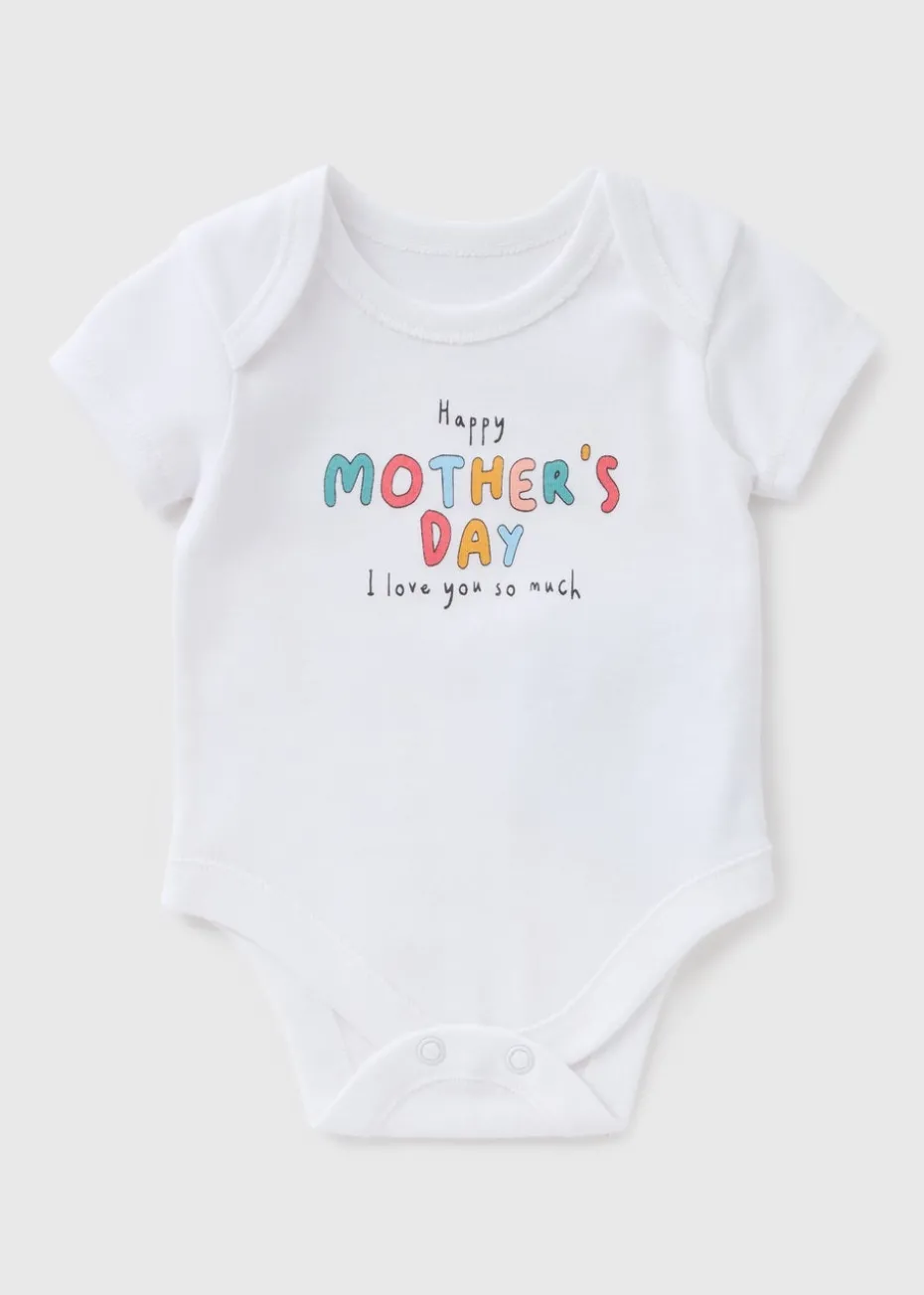 Baby White Mothers Day Bodysuit (Newborn-12mths)