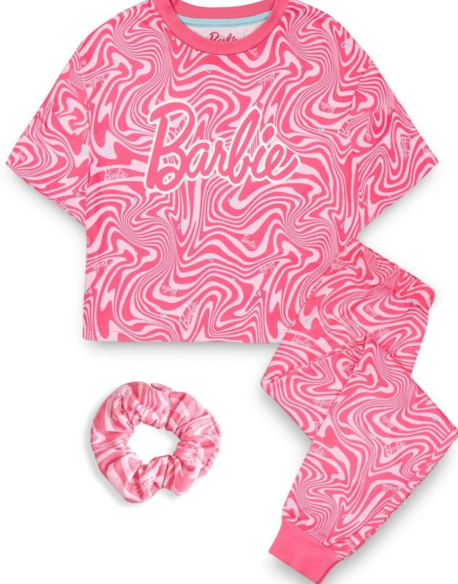 Barbie Girls Pink All Over Pattern Pyjama Set (3 - 12 Years)