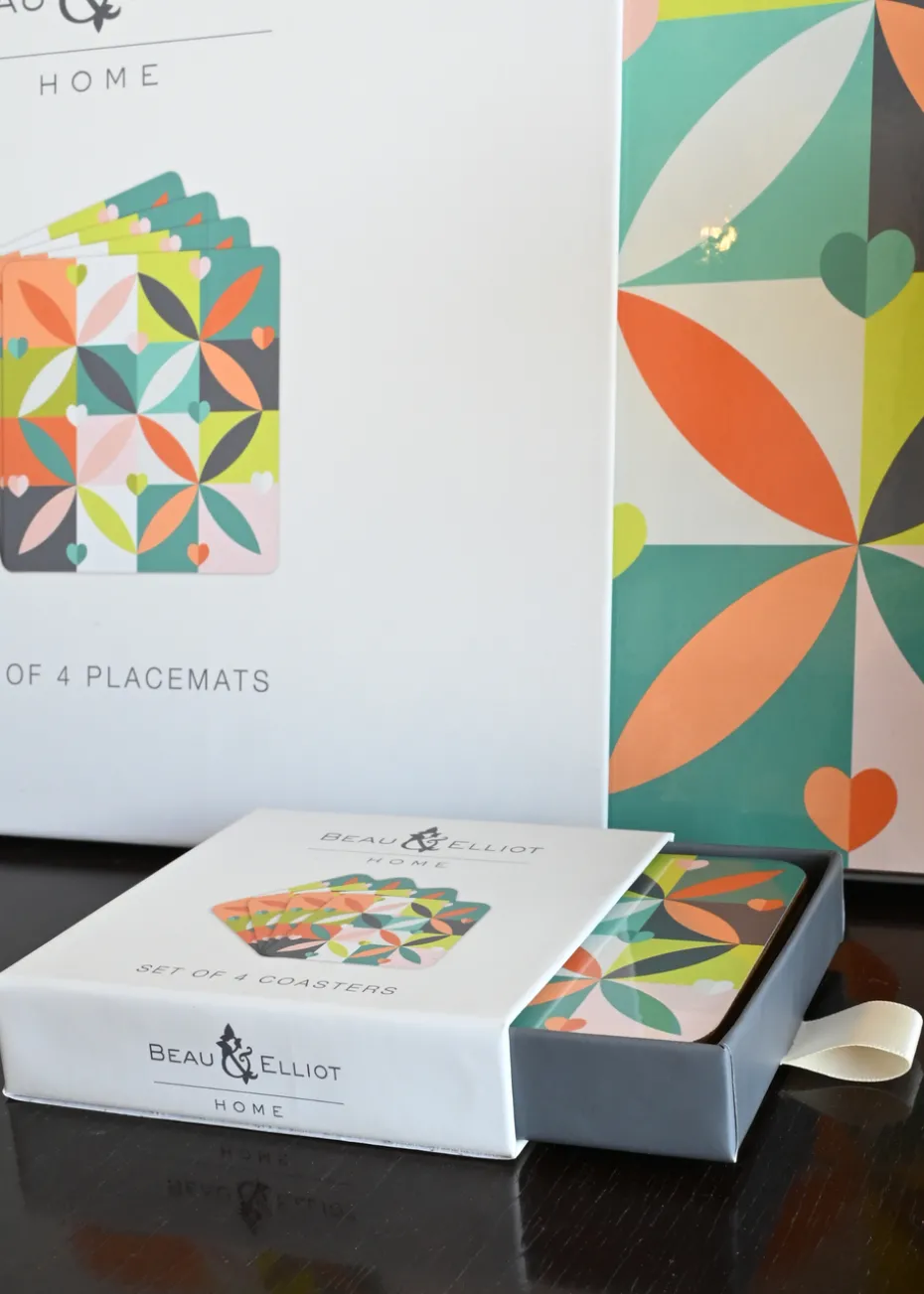 Beau & Elliot Multi Carnaby Coasters Petal in Gift Box Set of 4