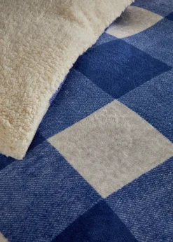 Bedlam Cosy Theo Check Blue Plush Duvet Cover Set