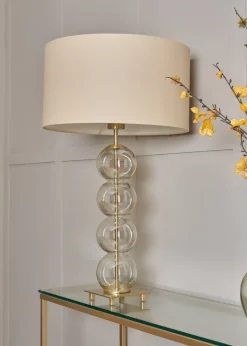 BHS Antique Brass Metro Ball Stacked Table Lamp Champagne (71cm x 40cm)