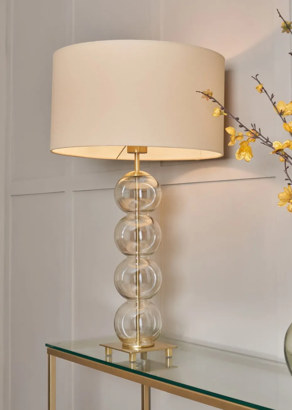 BHS Antique Brass Metro Ball Stacked Table Lamp Champagne (71cm x 40cm)