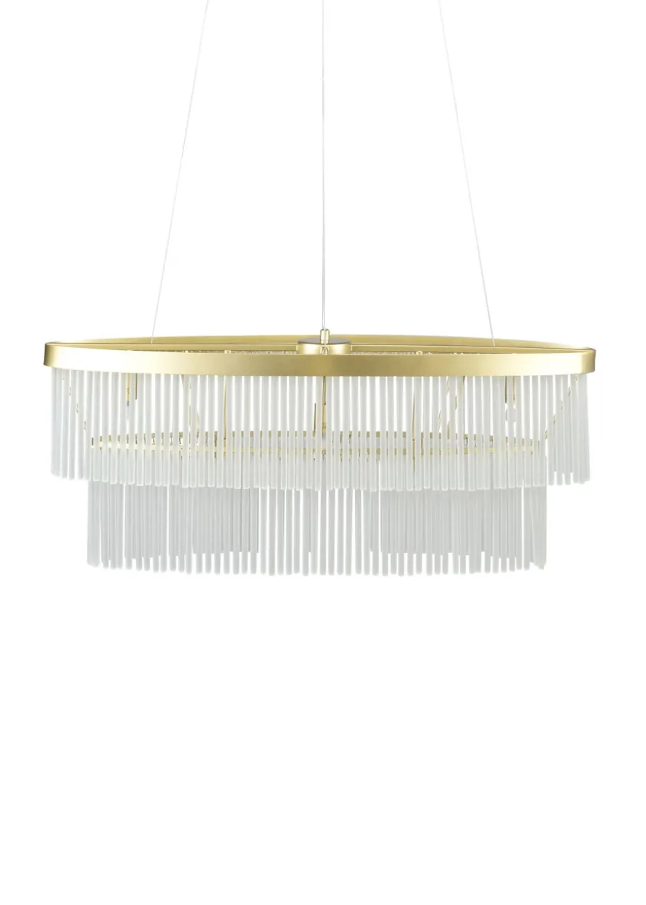 BHS Aubrey Frosted Oval Diner Pendant 5 Light Brass (Adjustable 43-130cm x 82cm)