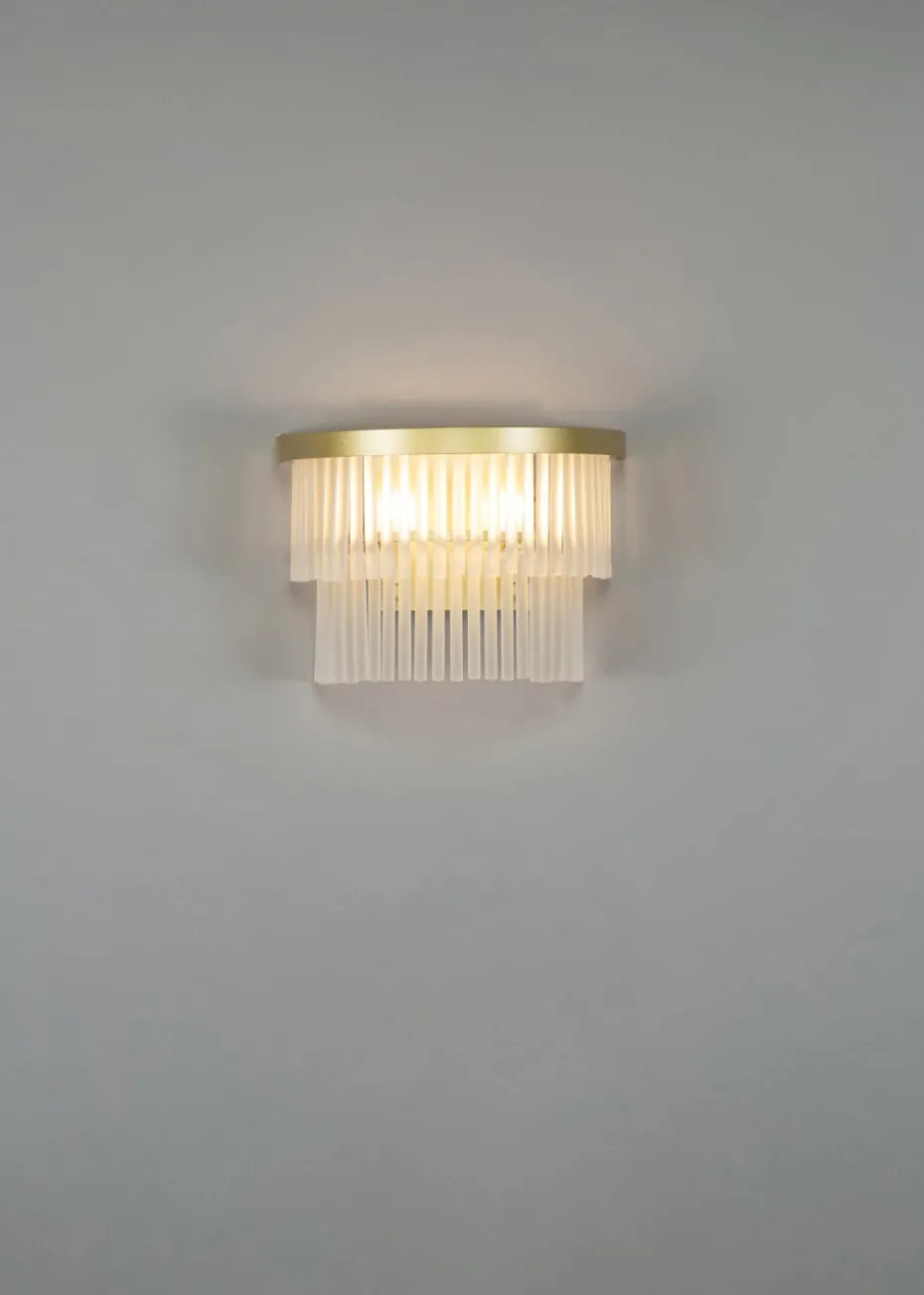 BHS Aubrey Frosted Wall Light Brass (19cm x 26cm)