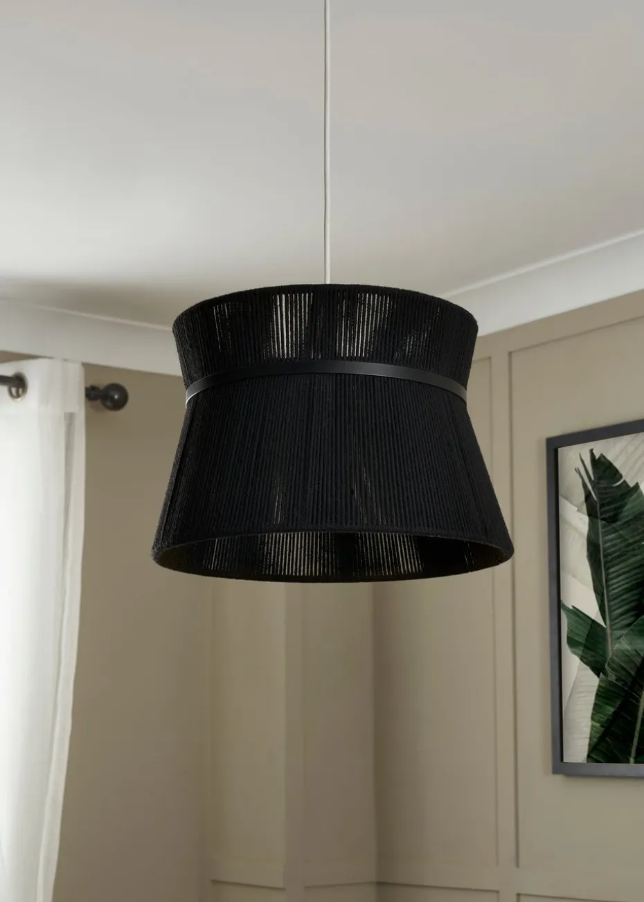 BHS Bahia String Bound Double Easyfit Black (24cm x 35cm)