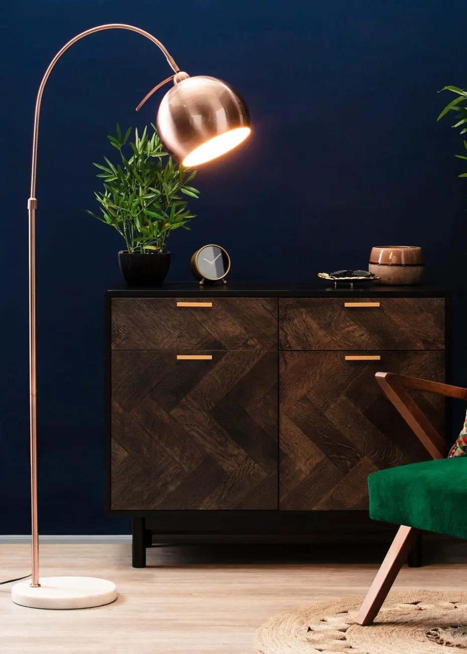 BHS Benson Copper Curved Floor Lamp (154.5cm x 27cm x 27.5cm)