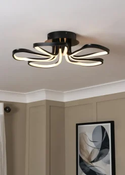 BHS Black Alvar 5 Petals LED Flush Light