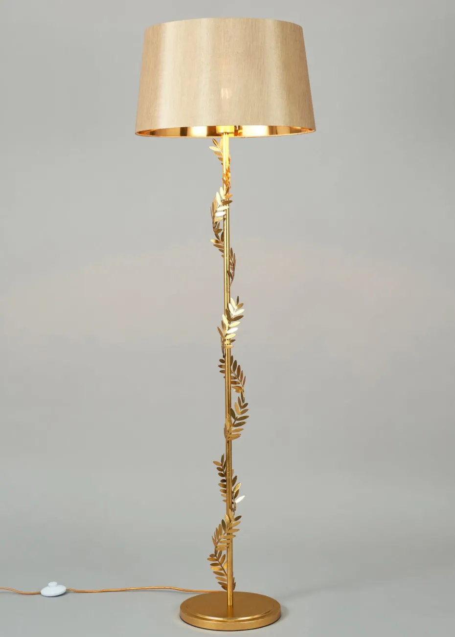 BHS Brookby Palm Floor Lamp Brass (162cm x 46cm)