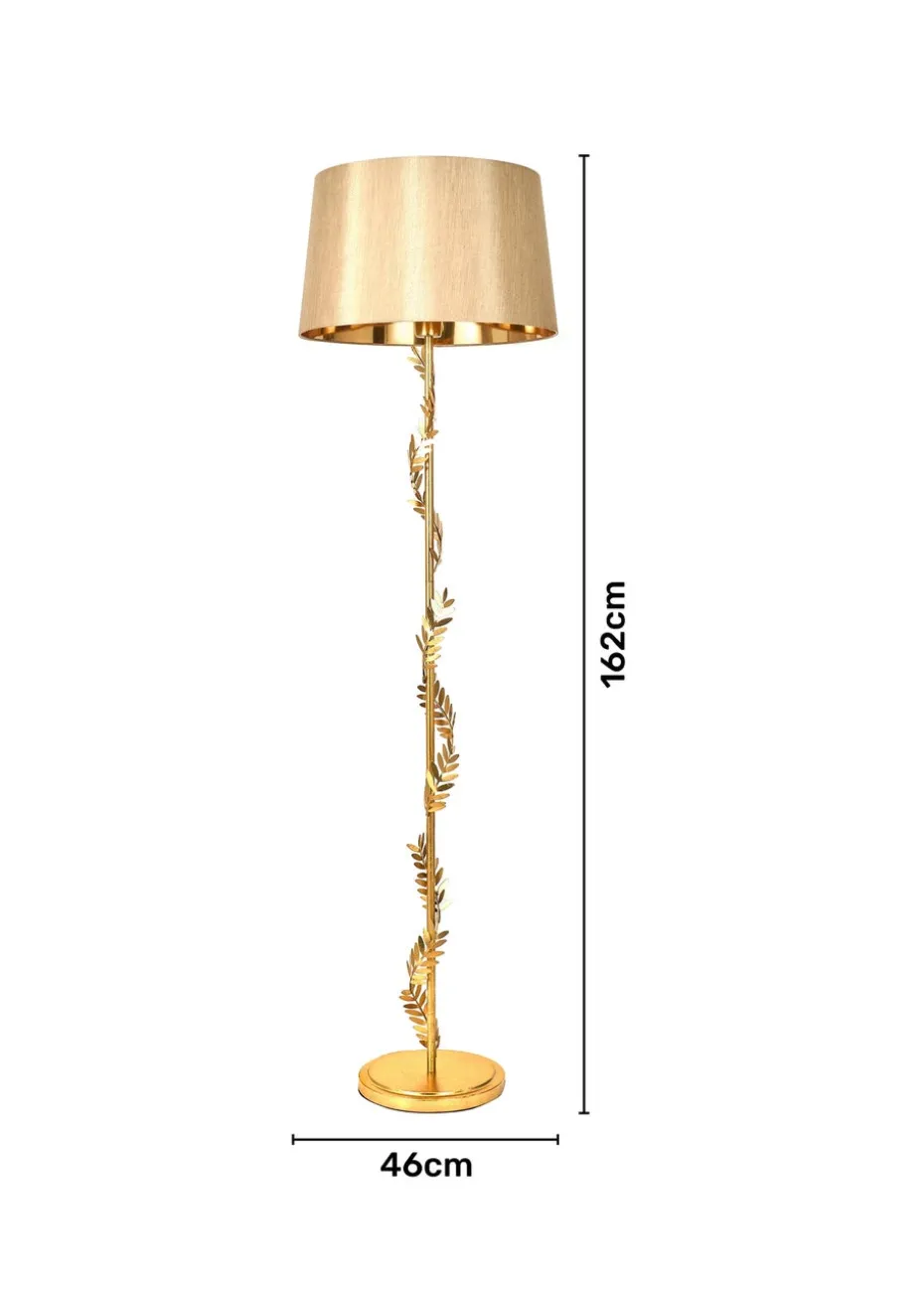 BHS Brookby Palm Floor Lamp Brass (162cm x 46cm)
