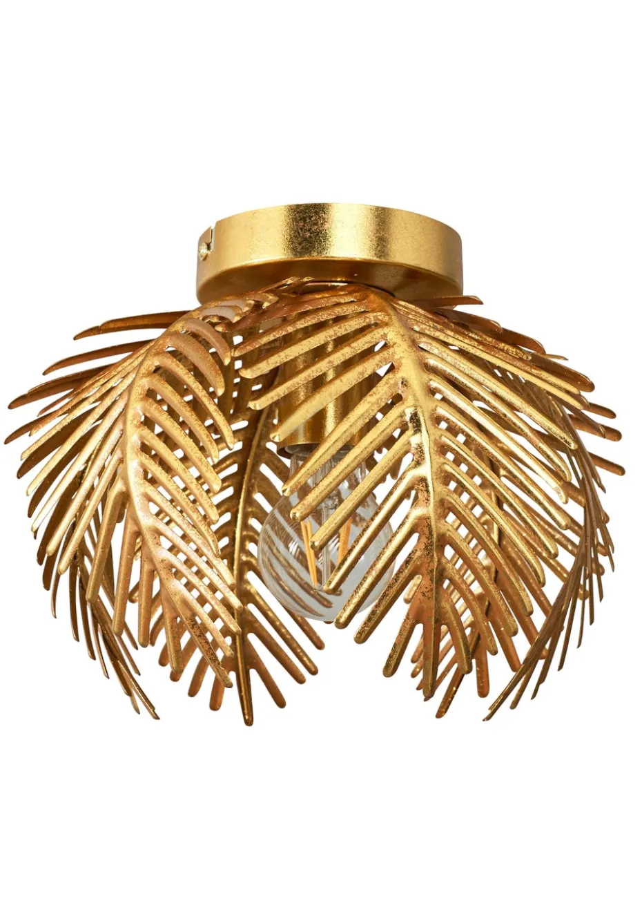 BHS Brookby Palm Flush Ceiling Light Brass (21cm x 30cm)